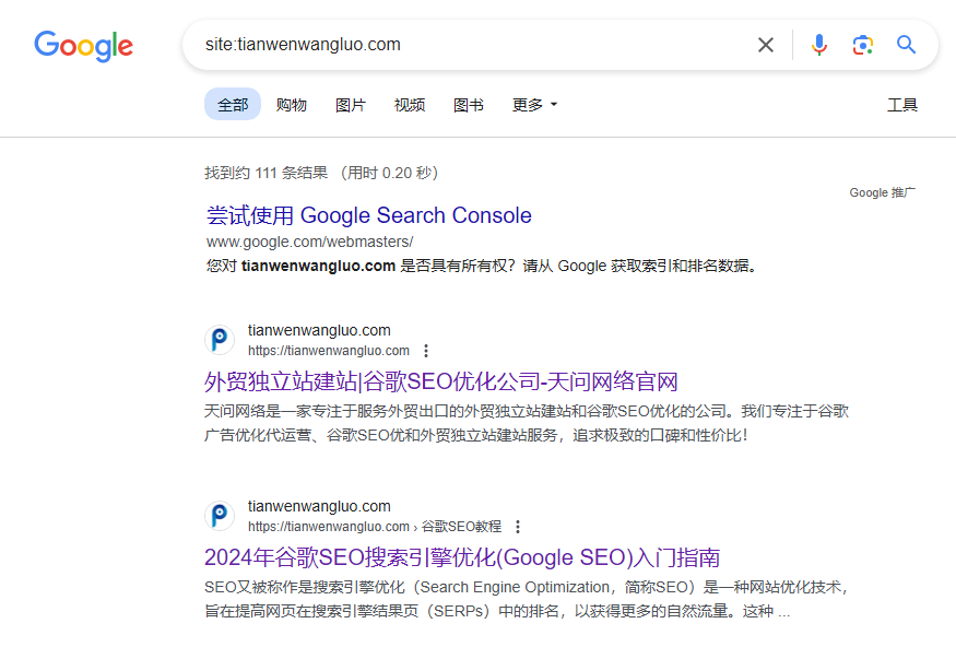 天问网络-谷歌高级搜索指令-site指令