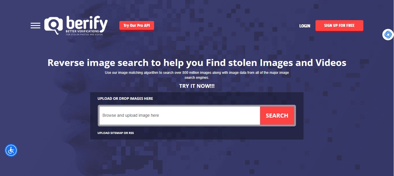 21个最好用的以图搜图的图片搜索引擎网站推荐 天问网络-b2b平台-Berify 网页界面