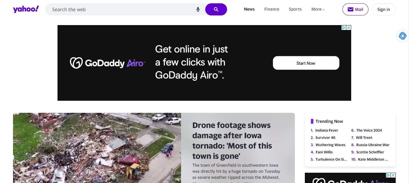 天问网络-b2b平台-Yahoo! 网页界面