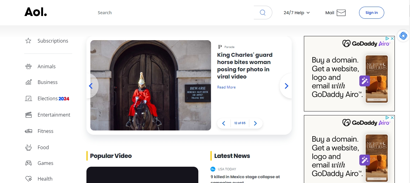 天问网络-b2b平台-AOL 网页界面