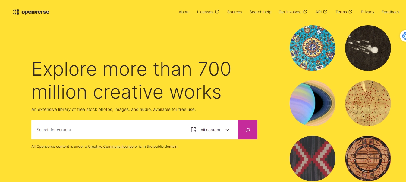 21个最好用的以图搜图的图片搜索引擎网站推荐 天问网络-b2b平台-Openverse 网页界面