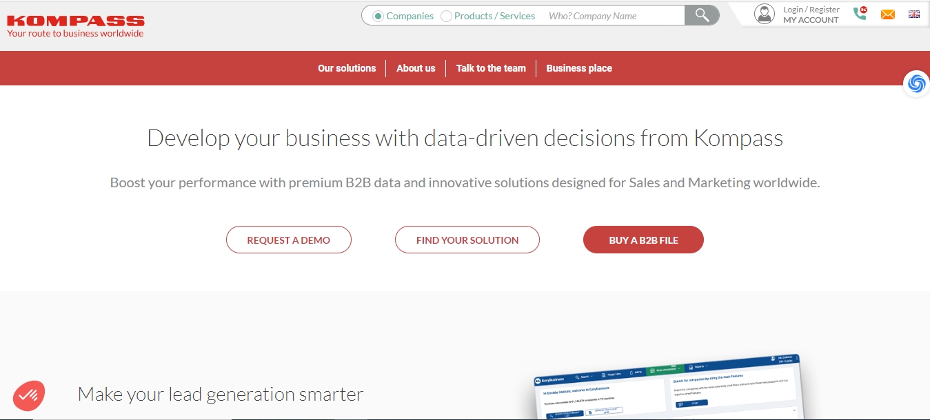 天问网络-b2b平台-康帕斯（Kompass）网站界面