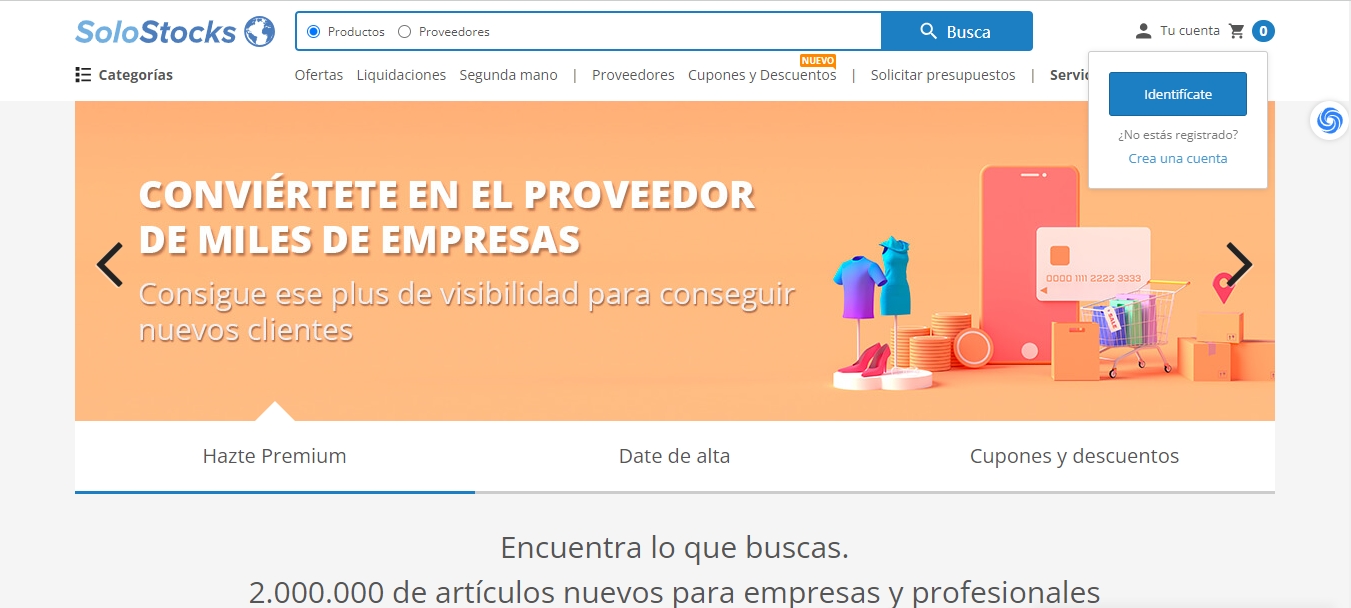 天问网络-b2b平台-SoloStocks 网站界面