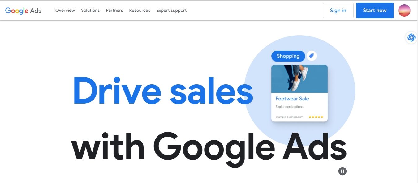 天问网络-b2b平台-谷歌广告网页界面