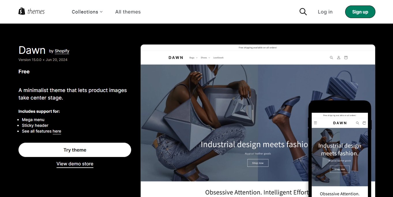 大型独立站都在用哪些shopify主题?最好用的shopify主题推荐(付费和免费) shopify主题推荐-免费Dawn主题