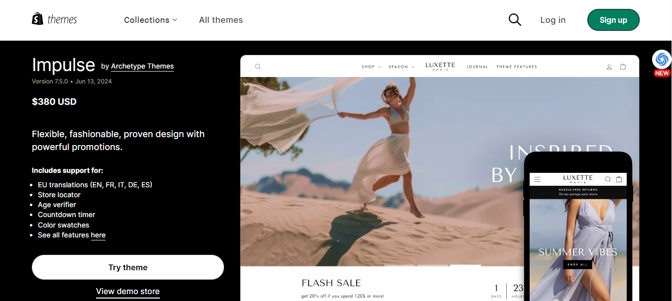 大型独立站都在用哪些shopify主题?最好用的shopify主题推荐(付费和免费) shopify主题推荐-Impulse付费主题