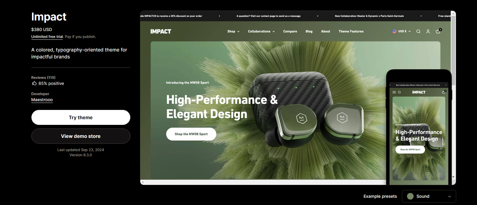 大型独立站都在用哪些shopify主题?最好用的shopify主题推荐(付费和免费) shopify主题推荐-付费主题Impact