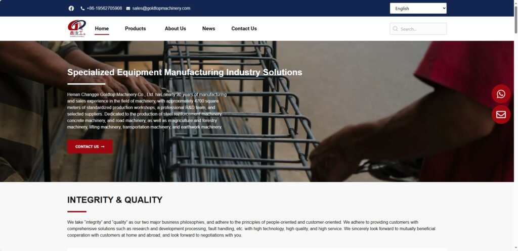 Goldtop Machinery机械制造与供应外贸独立站