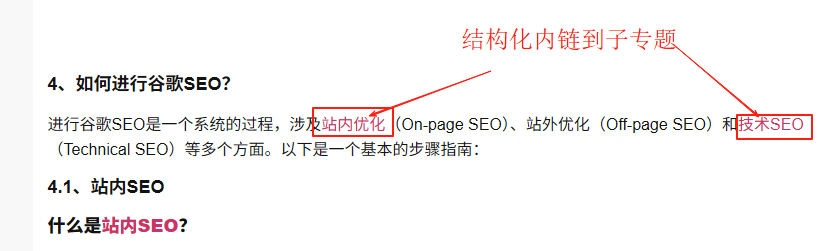 主核心页面结构化内链到子专题页面