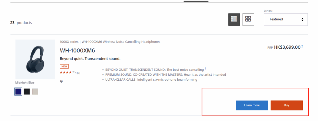 交易型搜索意图-页面内容具有强烈的CTA