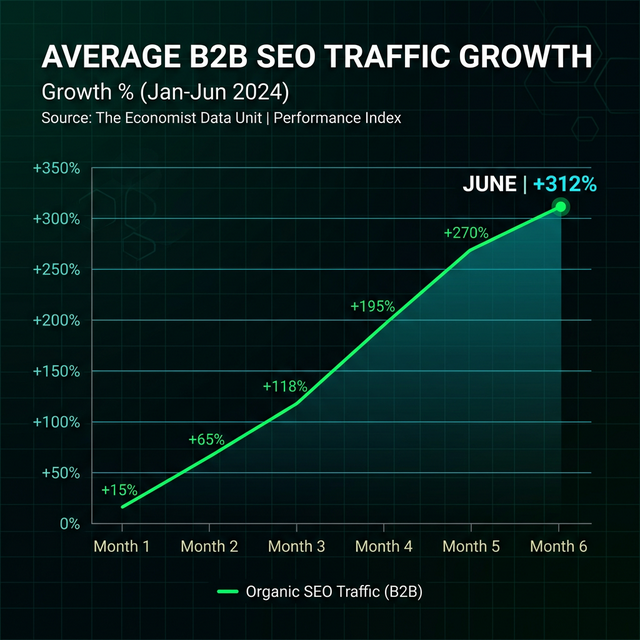 外贸B2B客户SEO自然流量平均增长趋势实测